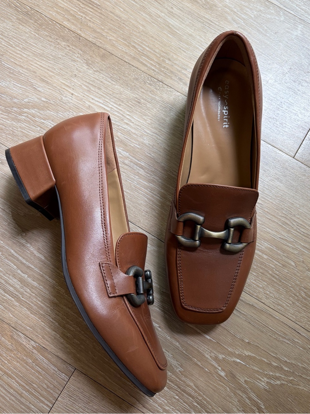 Easy Spirit Franny eFlex Bit Block Heel Leather Loafers